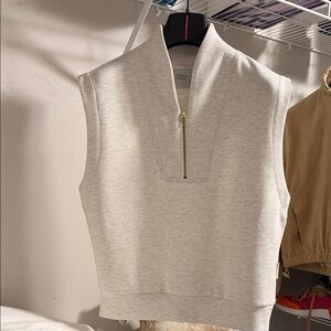 Varley Light Gray Sleeveless Zip-Up Hoodie